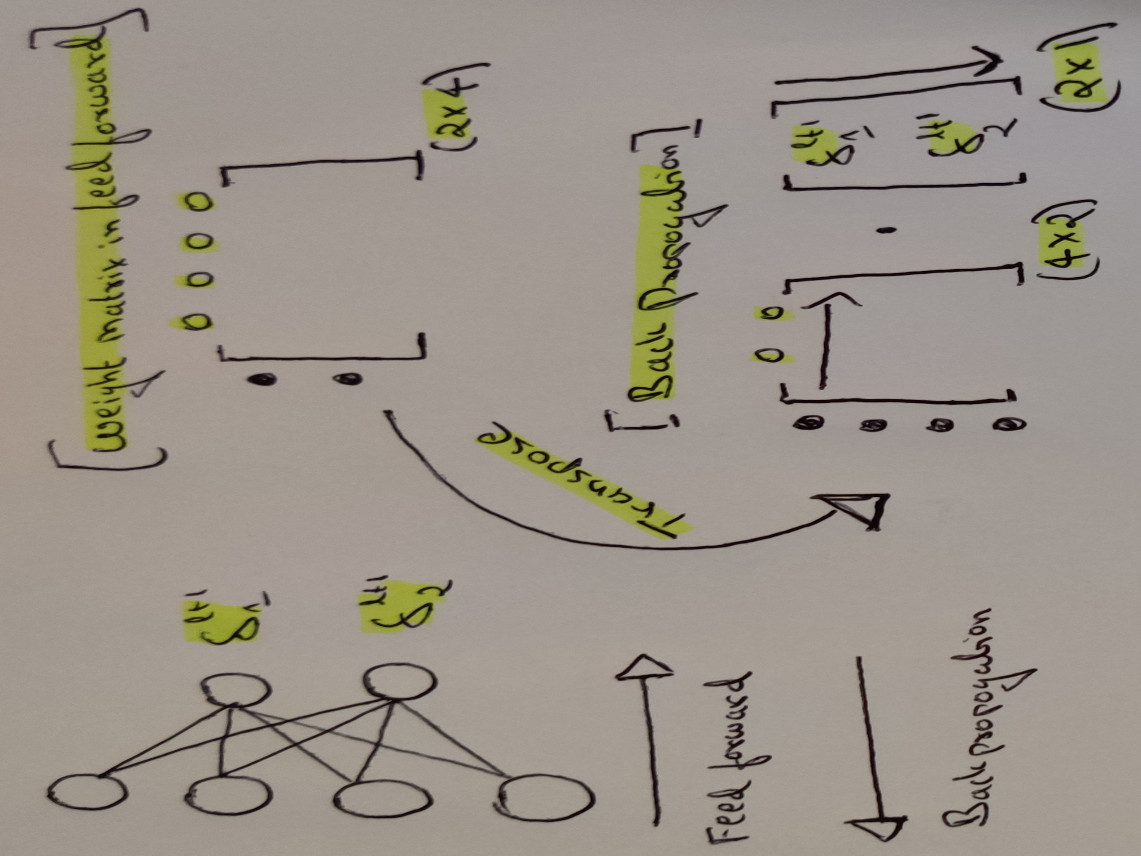 Why matrix transpose in backpropogation